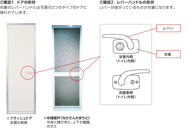 【図】ユニットバスドアおよびレバーハンドル外観の確認