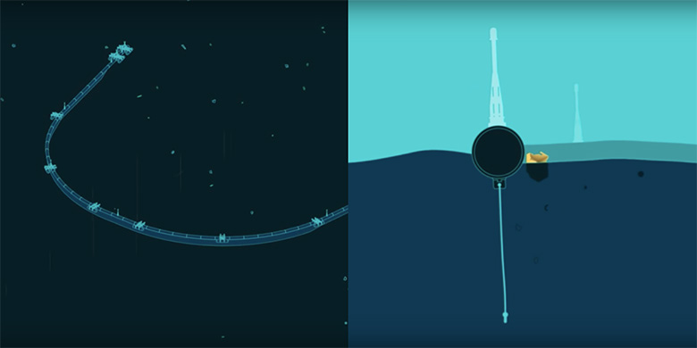 浮きをU字型に設置し、⼤量のゴミを回収・リサイクルできるシステム