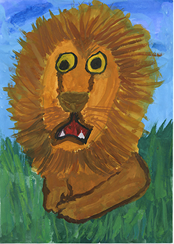 ぼくを見てびっくりしたライオン