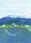 豊かな町の田にうつる山