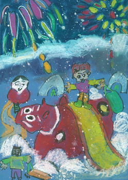 花火大好き 絵ろうそく雪まつり