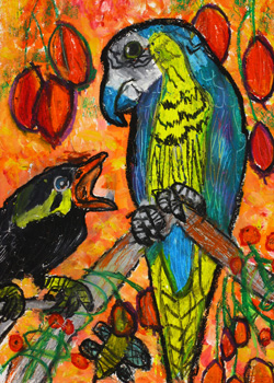 おしゃべりする鳥たち