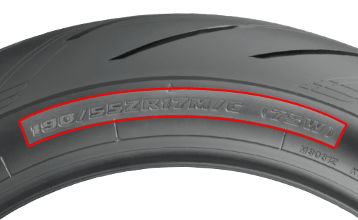 一般的なタイヤのサイズ表記例