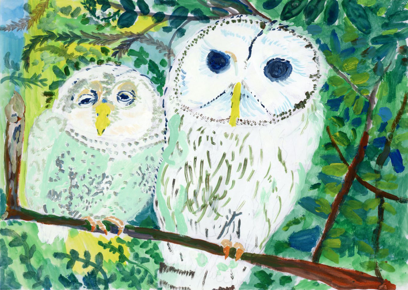 「ふくろうの親子」