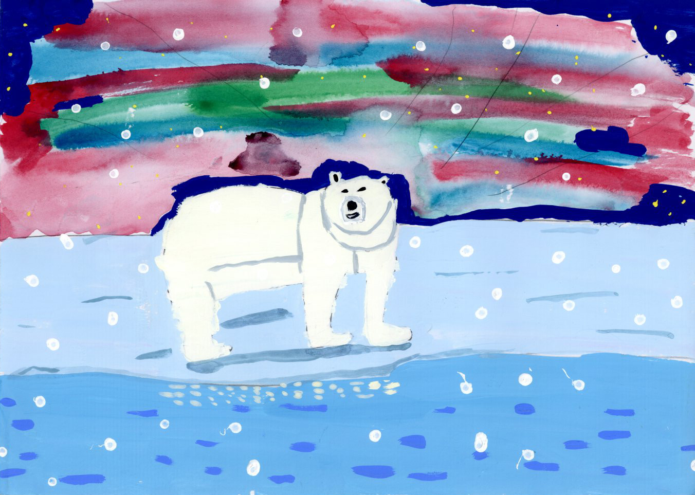 「オーロラとほっきょくぐま」