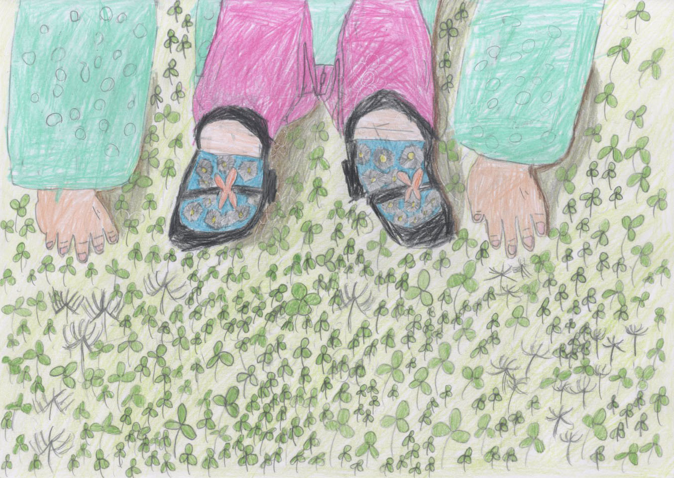 「四つ葉のクローバー見つけた」