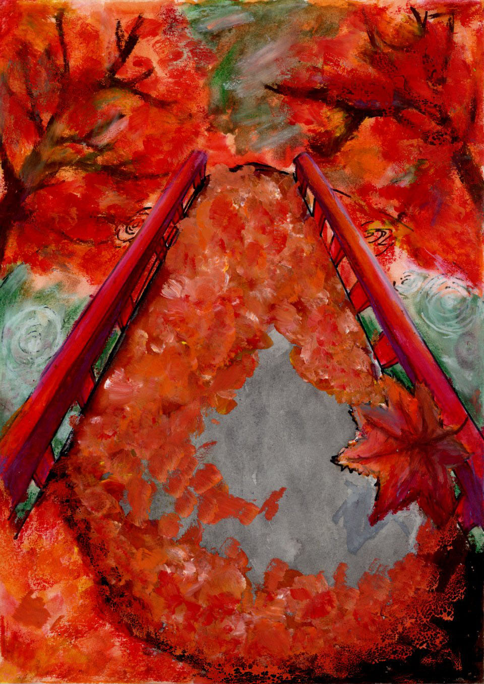 「燃える様な紅葉の風景」